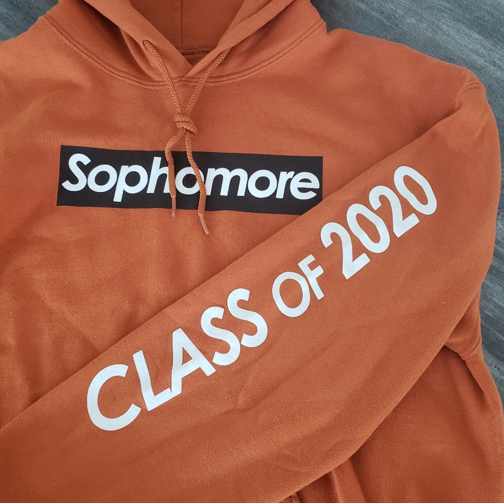 Burnt Orange Sophomore Oversized Hoodie Long Sleeve - Picture 3 of 4